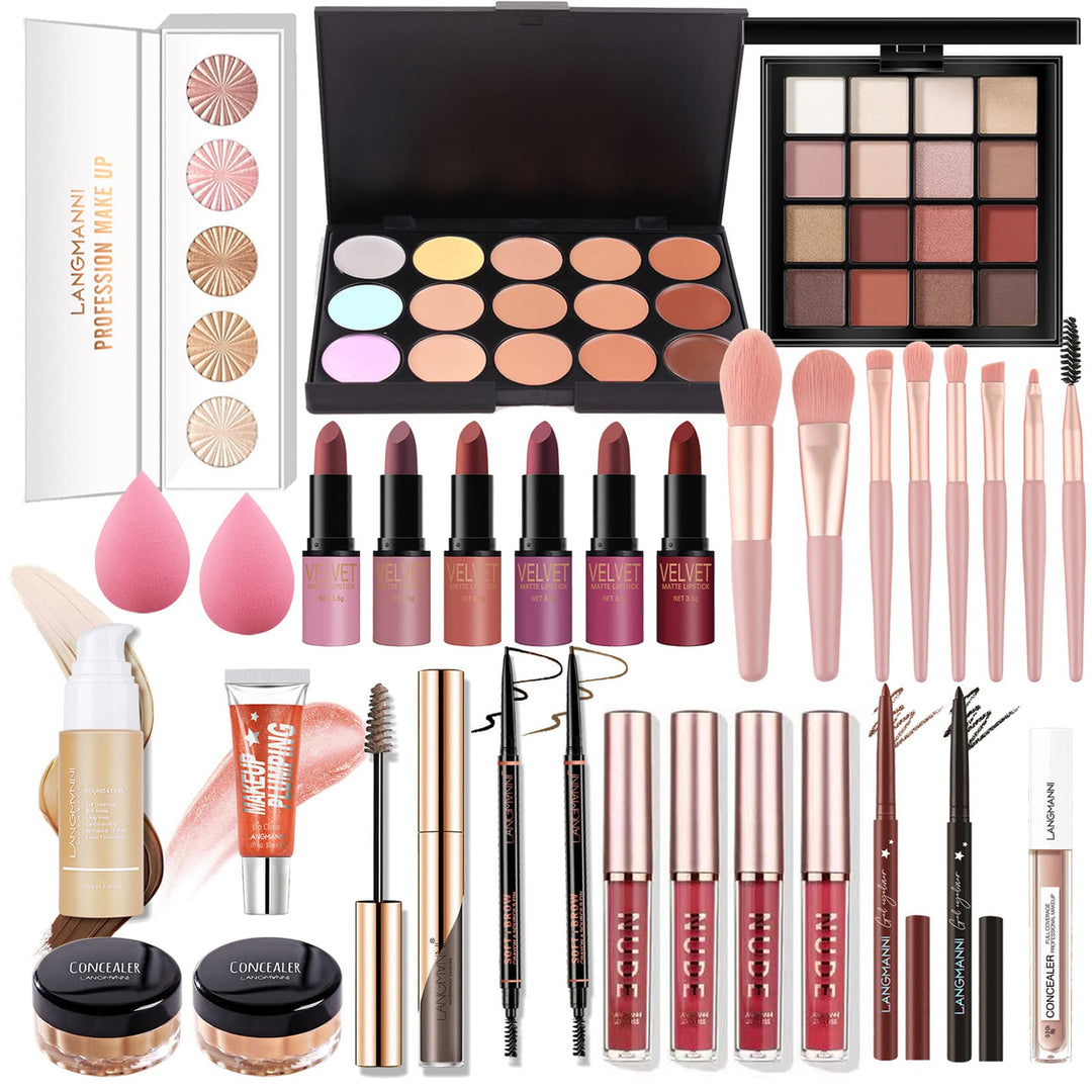 Professionelles Make-up Sets, MKNZOME 33St Schminkset mit Schminktasche Schminkkoffer Mädchen Gefüll