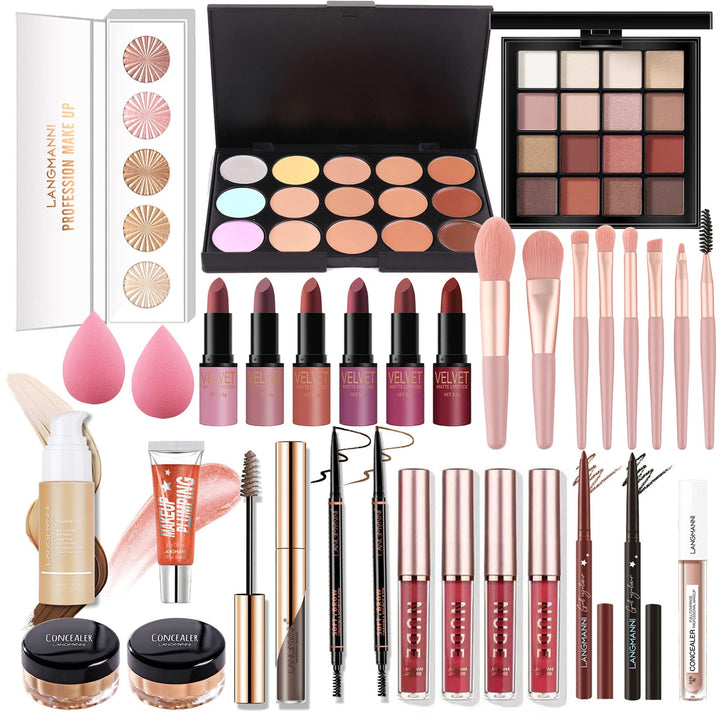 Professionelles Make-up Sets, MKNZOME 33St Schminkset mit Schminktasche Schminkkoffer Mädchen Gefüll