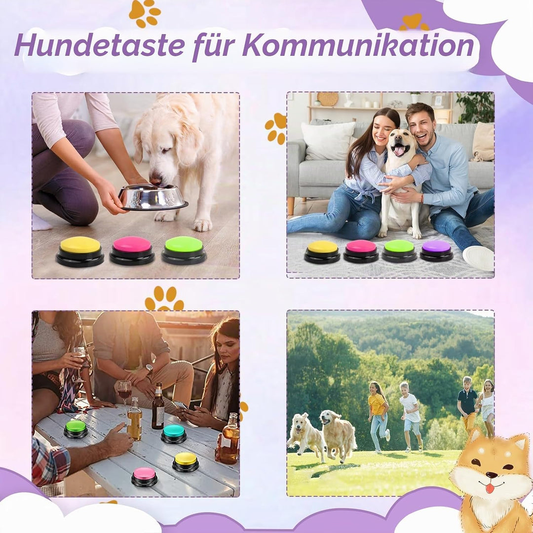 5 Stück Haustier Kommunikation Taste, 30 Sekunden Aufnahme Hunde Sprechende Knöpfe, Hund Antwort Buz