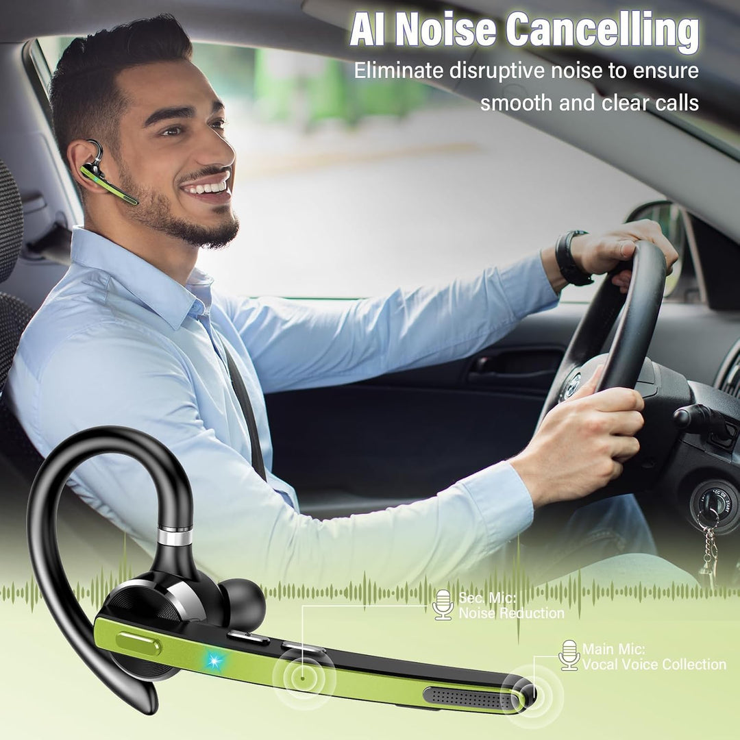 Bluetooth Headset V5.3, Wireless Freisprech Telefon mit CVC 8.0/ENC Dual Mic, APTX, Mute Zwei-Geräte