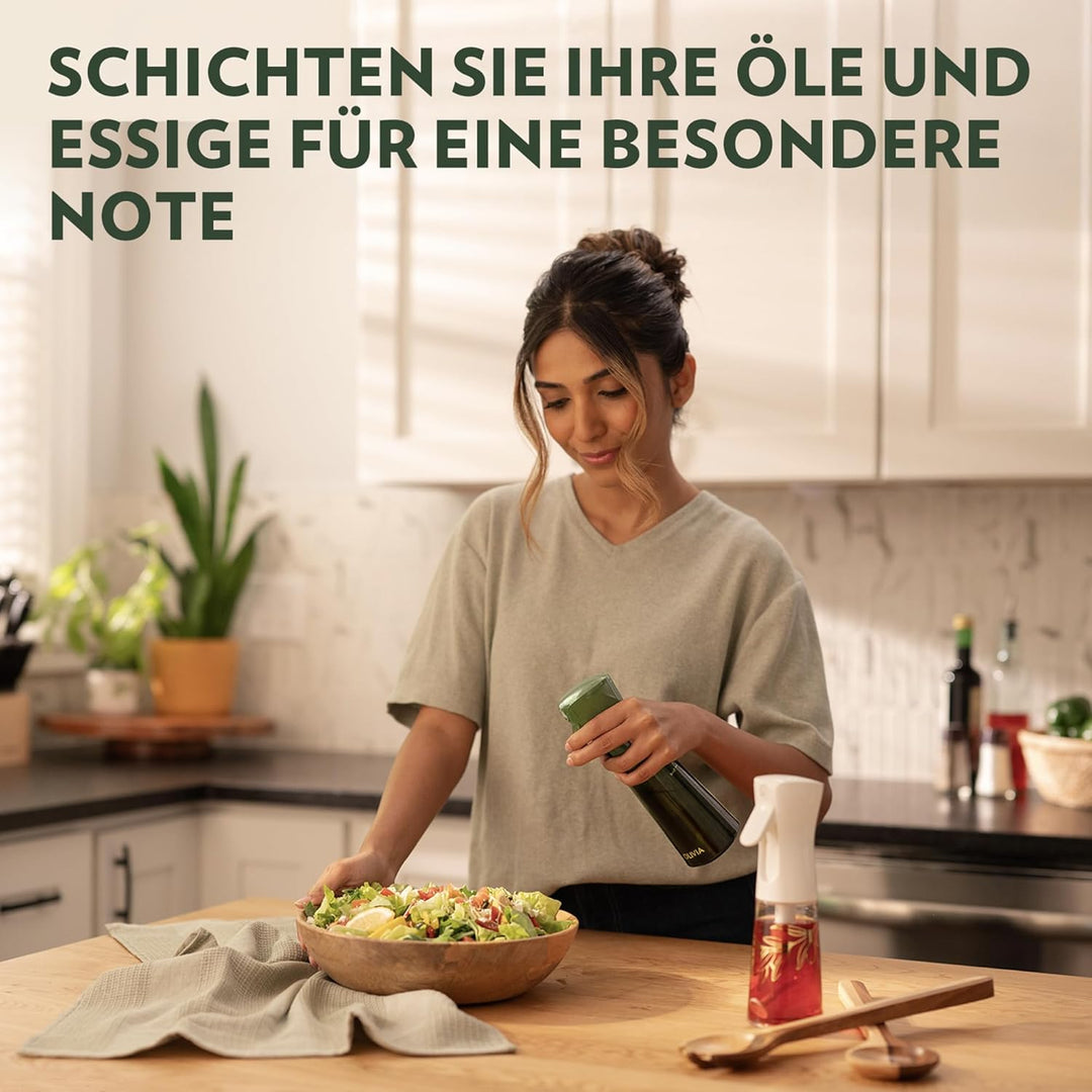 FLAIROSOL OLIVIA 200ml Glas-Ölsprüher - Kontinuierliche Ölsprühtechnik mit Portionskontrolle - Viels