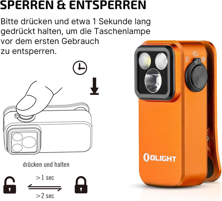 OLIGHT Oclip Pro Mini LED Taschenlampe mit Flutlicht, fokussiertes Licht und Rotlicht,500 LM helle U