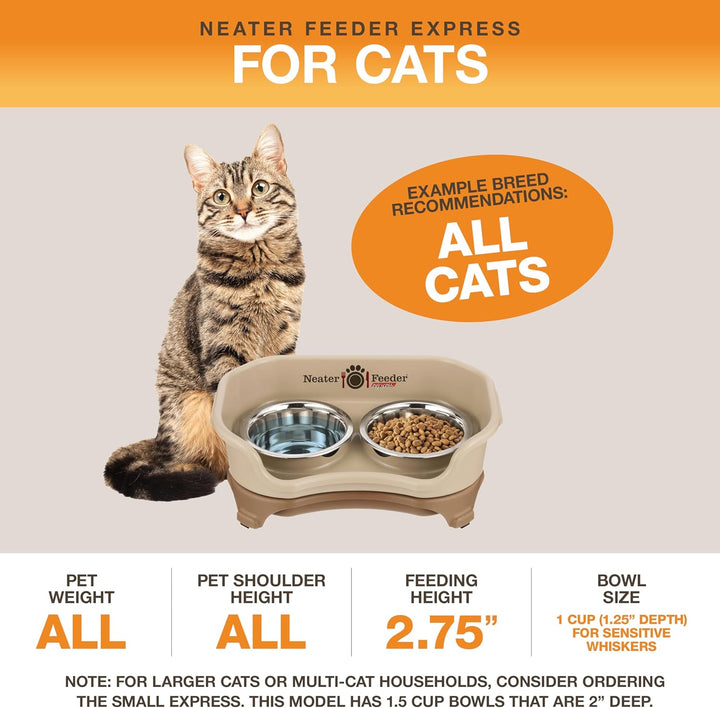 Neater Feeder Express – Erhöhte Katzennäpfe – Erhöhter Katzenfutterspender aus Edelstahl (Katze, Cap