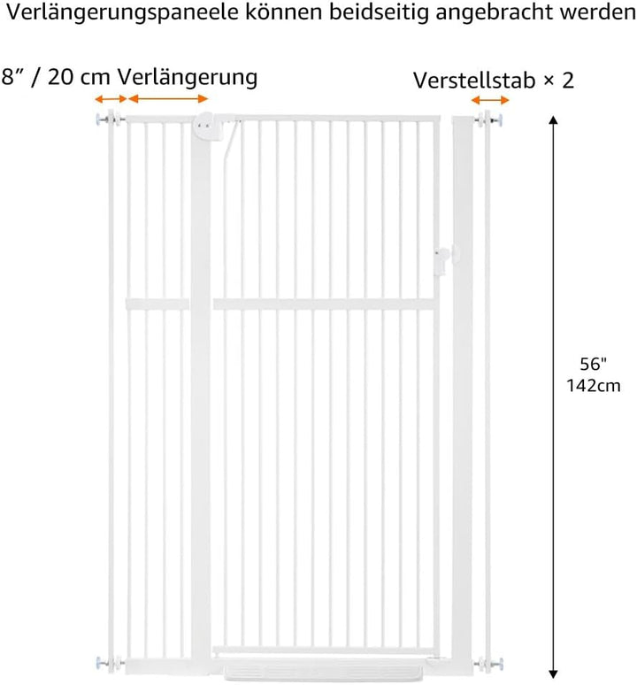 unipaws 142 cm hohes Türschutzgitter ohne Bohren – Druckmontiertes Hundegitter &amp; Türgitter für Katze