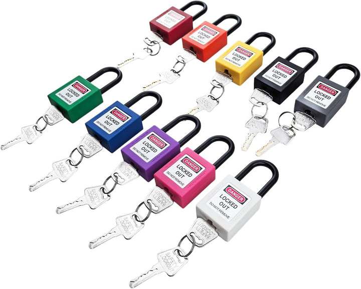 10 Stück Lockout Vorhängeschloss, 38mm Nylon-Sicherheits-Vorhängeschloss mit Schlüssel, Lockout-Schl