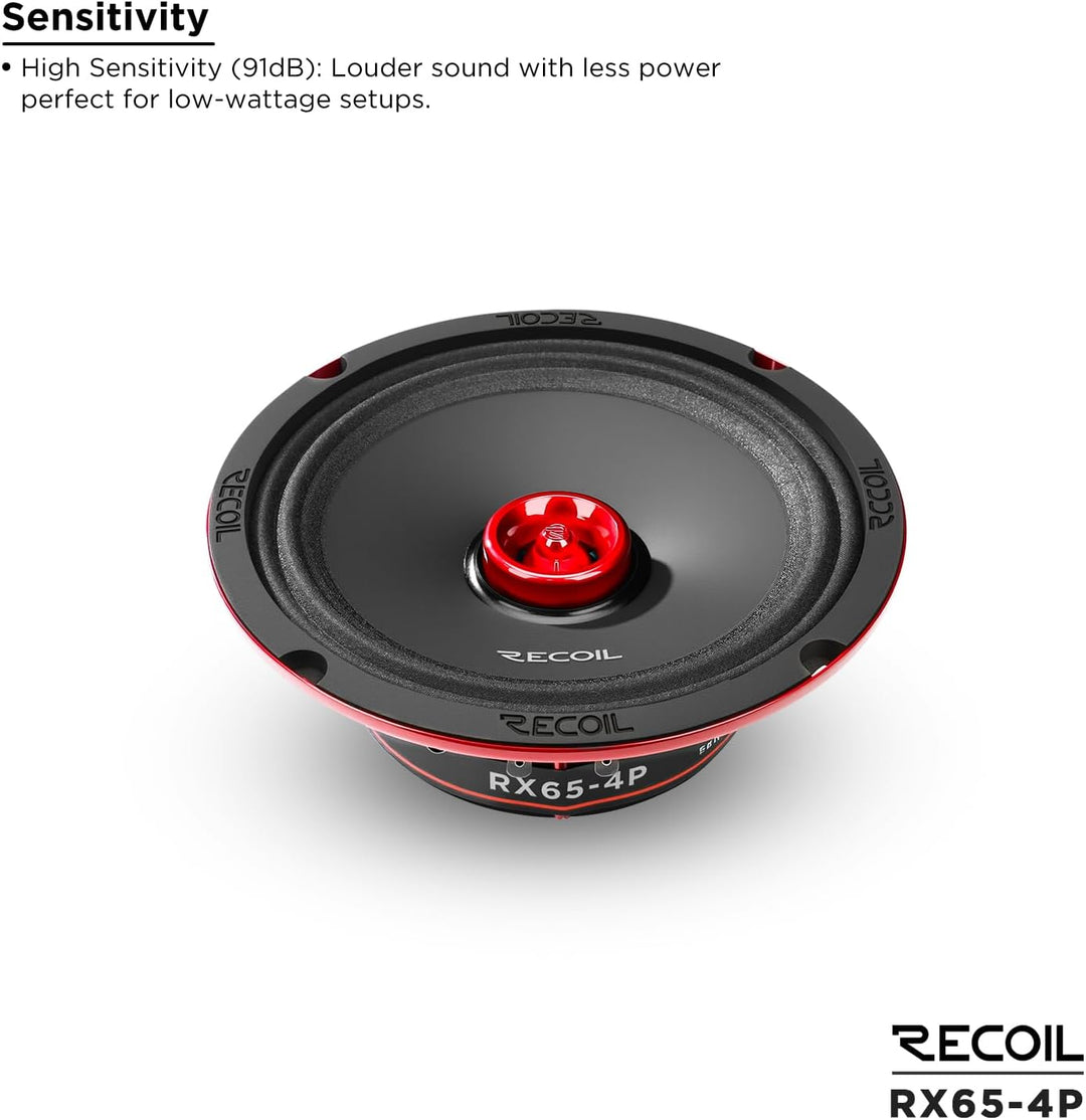 RECOIL RX65-4P 16,5cm Auto Koaxiallautsprecher Pro Audio Horn-Hochtöner | 6.5", 200W Max, 100W RMS,