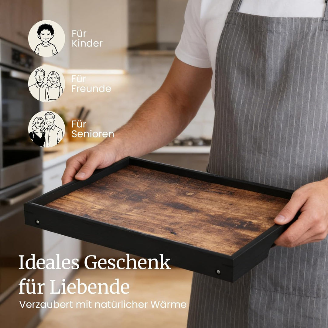 Fibogollo 2er-Pack Betttisch aus Holz mit klappbaren Beinen, Frühstückstabletts, Serviertablett für