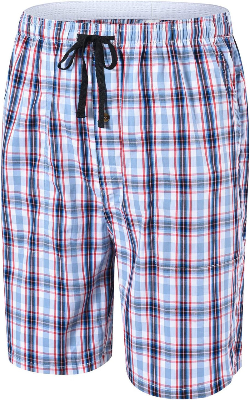 AjezMax Herren 3er Pack Schlafanzughose Kurz Baumwolle Kariert Pyjamahose Shorty Sommer Nachtwäsche