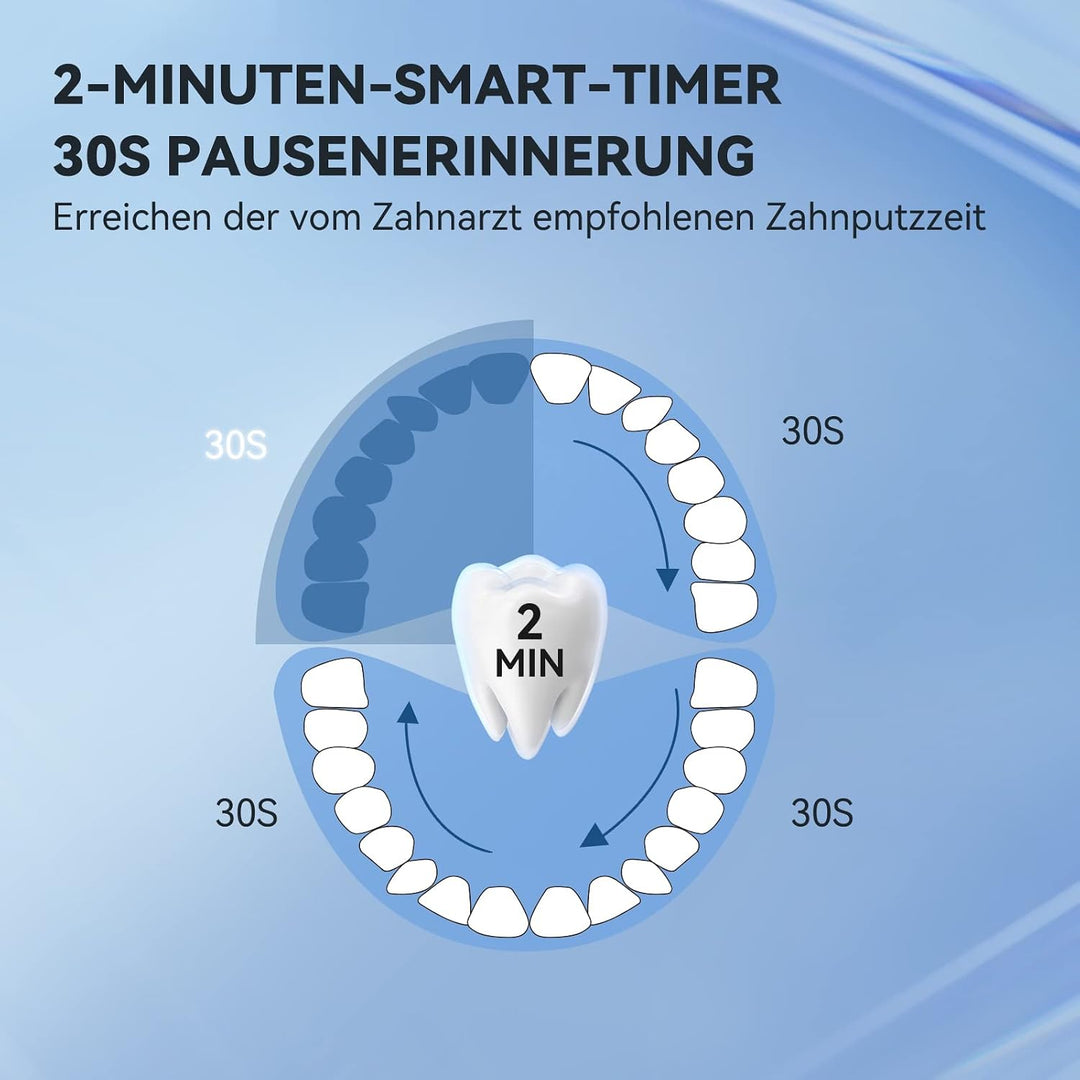 JTF Elektrische Zahnbürste, Schallzahnbürste mit 6 Bürstenköpfen 40000 VPM 5 Modi, Zahnbürste Elektr