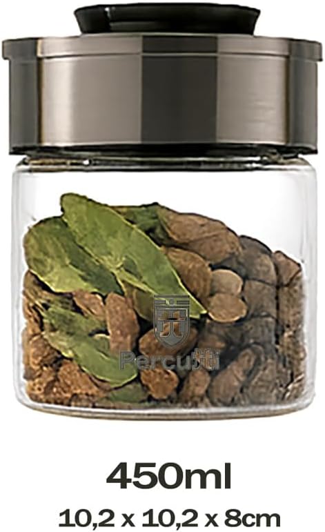 BURI Vorratsglas Vakuumglas 6er Set 450ml | Vorratsdosen Glas mit Edelstahl Deckel & Vakuum Klick-Me