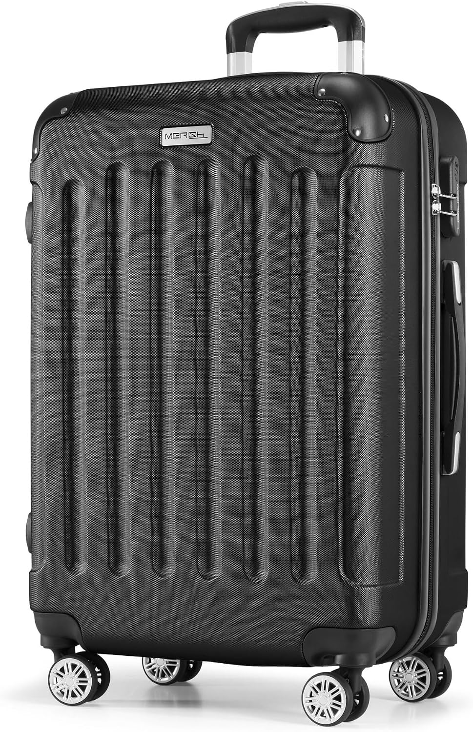 MERISH Reisekoffer Koffer Kofferset Trolleys Zwillingsrollen 3tlg. Hartschale in 9 Farben (Black, Se