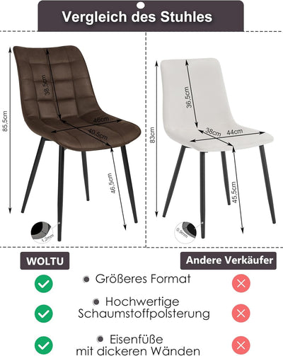 WOLTU 4 x Esszimmerstühle 4er Set Esszimmerstuhl Küchenstuhl Polsterstuhl Design Stuhl mit Rückenleh