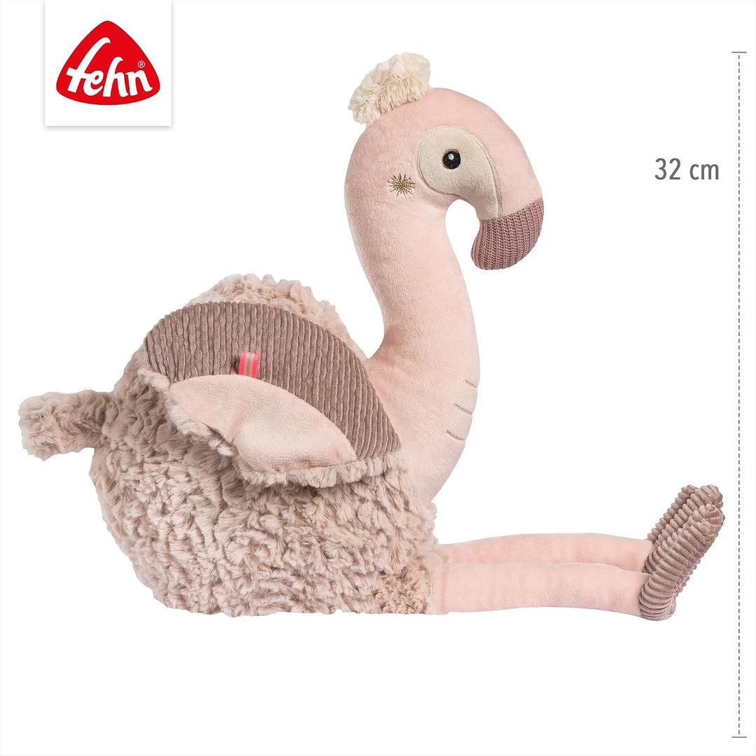 Fehn Kuscheltier Flamingo XL – Grosses Stofftier &amp; Einschlafhilfe | Spielgefährte und Beschützer zum
