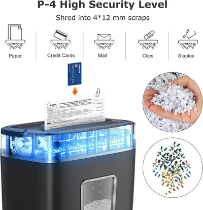Bonsaii Aktenvernichter Partikelschnitt 6 Blatt, Papier Schredder P4 Zerkleinert Kreditkarten/Clips