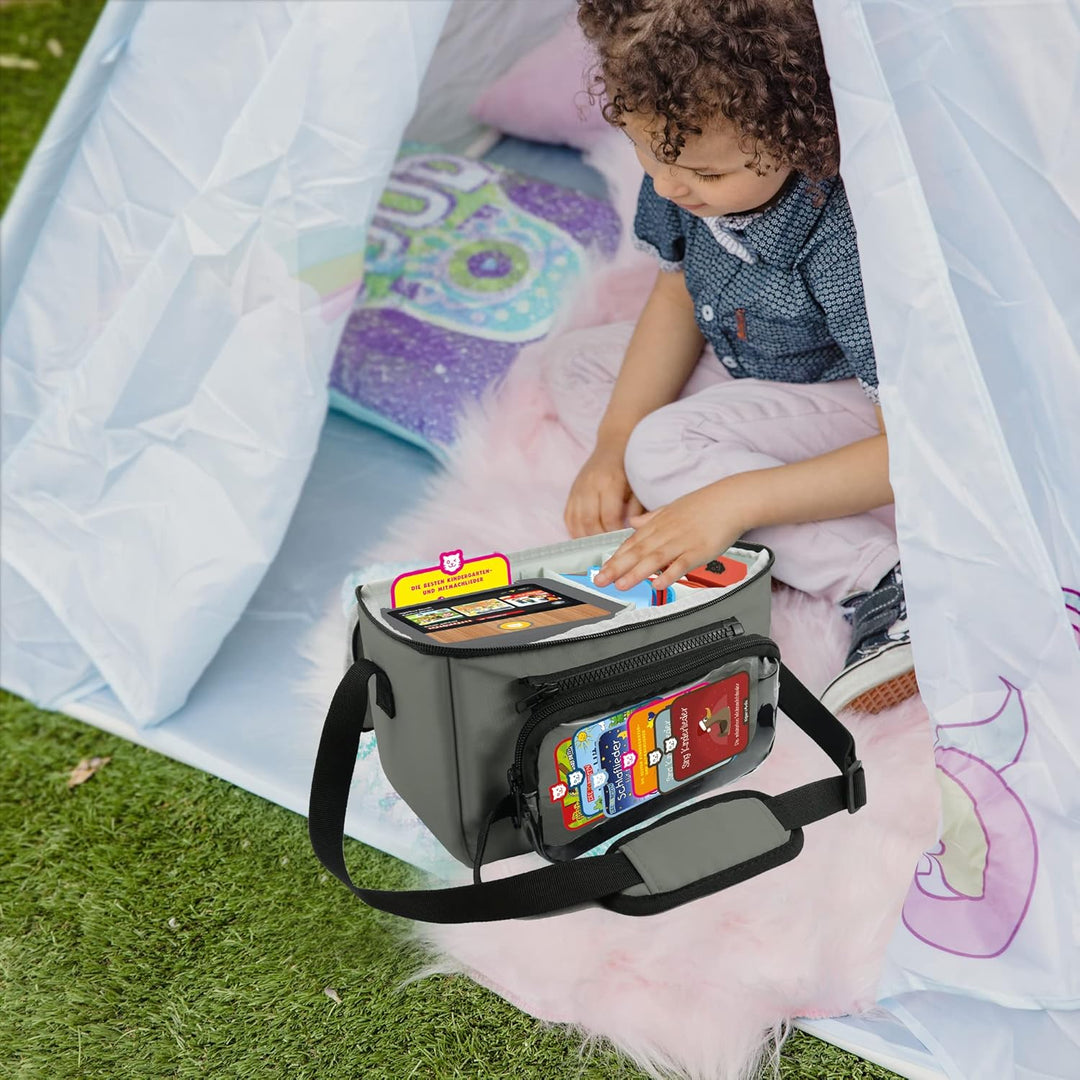 Annmore Tasche für Toniebox und Hörfiguren Tragetasche für Tigerbox Tigercard Grau Aufbewahrungstasc