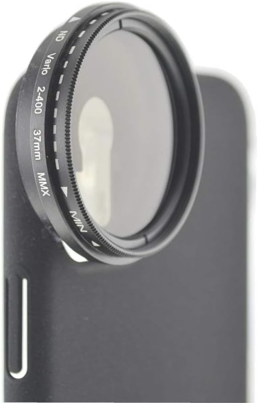 System-S ND Vario Filter 37mm Neutraldichtefilter Schwarz mit Hülle für iPhone 12 Pro Max