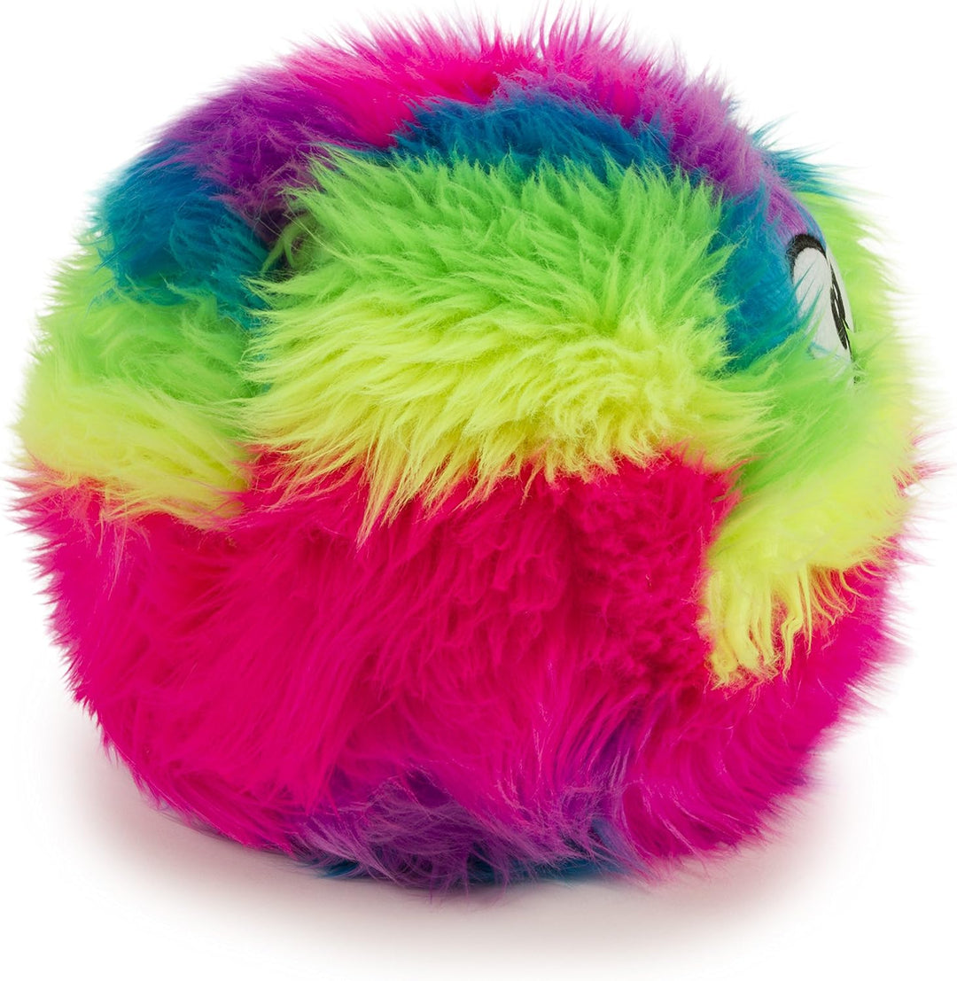 goDog Furballz Hundespielzeug, quietschender Plüschball, Kauschutz-Technologie, Regenbogenfarben, gr