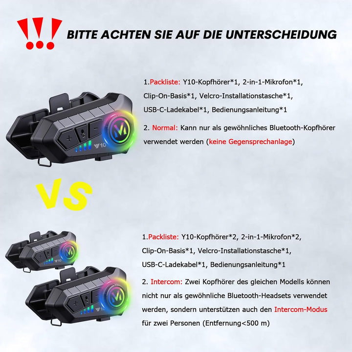 Motorradhelm Headset Bluetooth mit Mikrofon Motorrad Helm Kopfhörer Wireless Motorcycle Helmet Heads