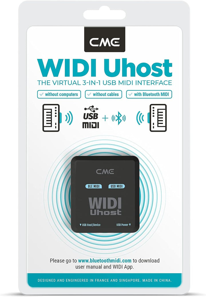CME WIDI Uhost - Bluetooth MIDI Interface + USB Host für Class Compliant USB MIDI Instrument, MIDI C