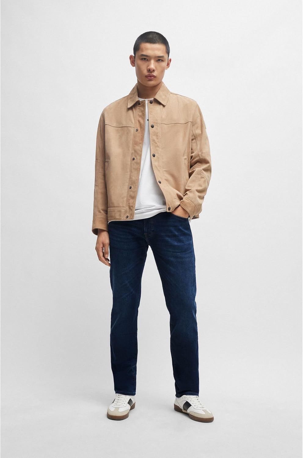 BOSS Herren Maine BC-L-C Blaue Regular-Fit Jeans aus schwerem Denim 33W / 32L Dunkelblau407, 33W / 3