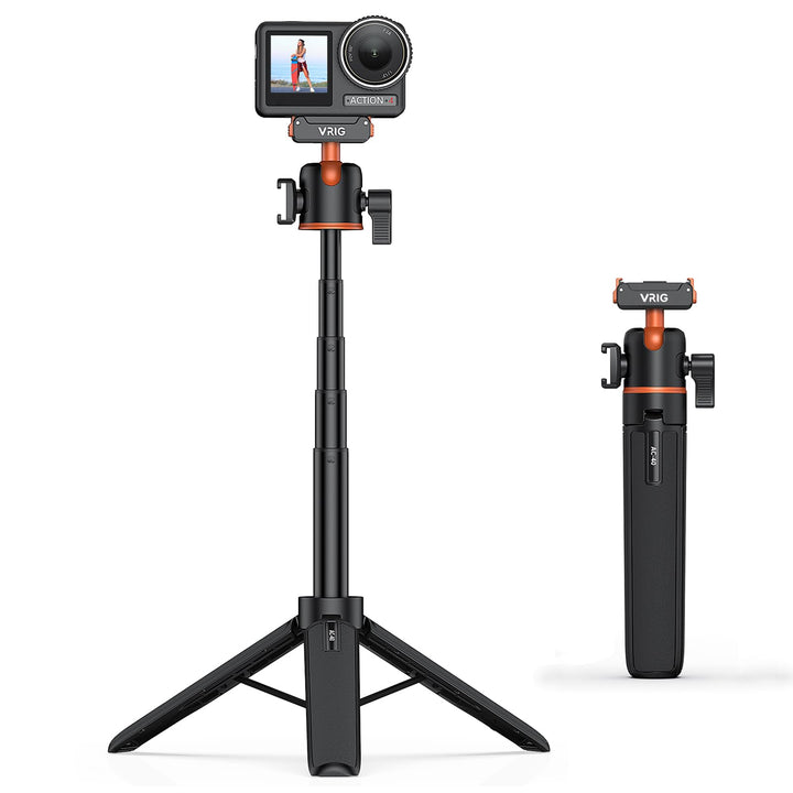 VRIG 54 cm Erweiterbar Selfie Stick Stativ für DJI Osmo Action 5 Pro, Integrierter Kugelkopf, Sockel