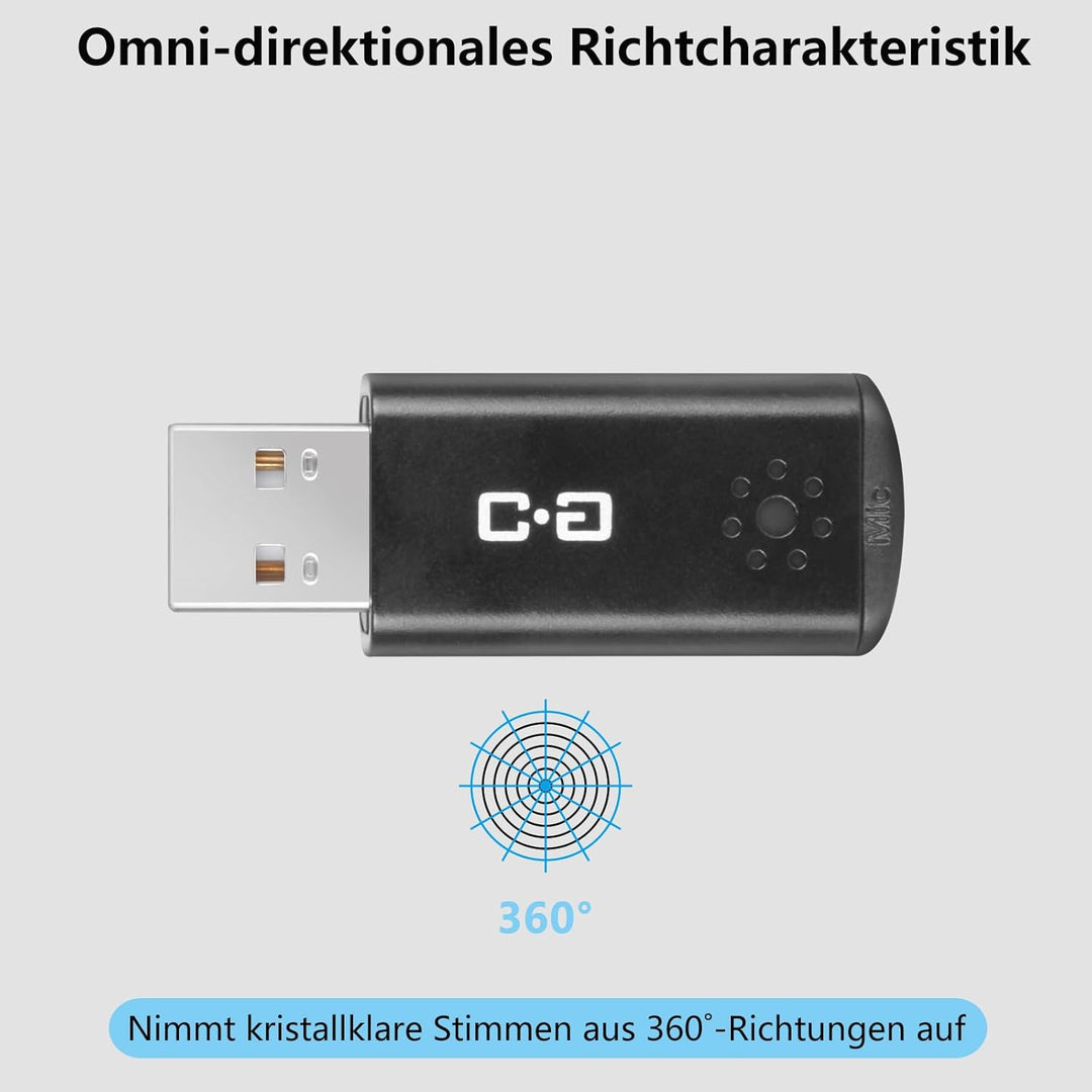 USB-Mikrofon für Laptop und Desktop-Computer, hohe Empfindlichkeit für klare Anrufe, Plug-and-Play,