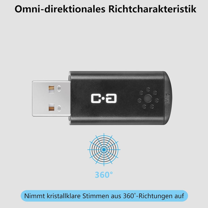 USB-Mikrofon für Laptop und Desktop-Computer, hohe Empfindlichkeit für klare Anrufe, Plug-and-Play,