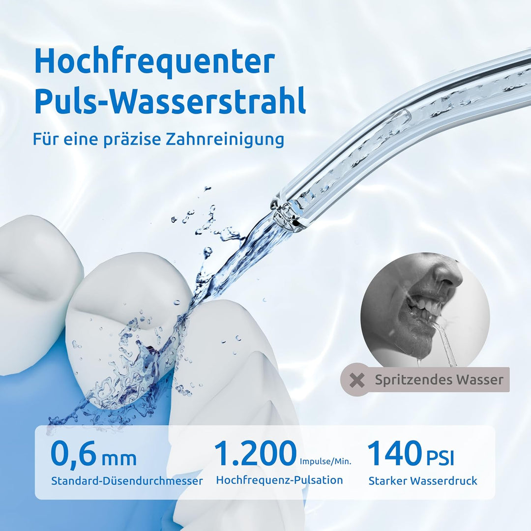 Munddusche (Mini Tragbar) Kabellos Elektrische Zahnreinigung,Versenkbarer Wassertank/3 Modi Water Fl