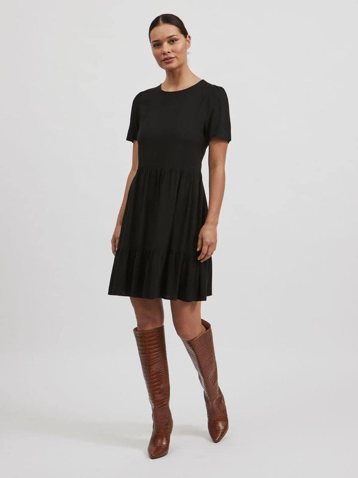 Vila Damen Vipaya S/S Dress-Noos Kleid 40 Schwarz, 40 Schwarz
