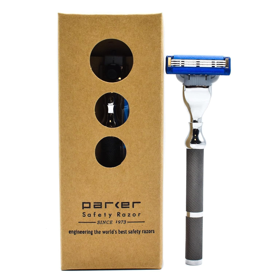 Parker 42M Heavyweight All-Metal Triple Blade Rasierer – Rasiermesser mit Messingrahmen + Deluxe str