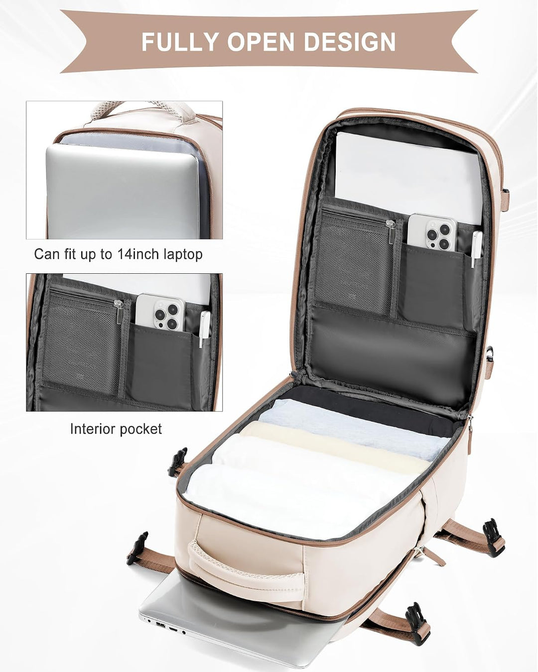 SZLX Vakuum Rucksack Ryanair Handgepäck 40x30x20 Wizzair Reiserucksack Flugzeug für Damen Herren, La