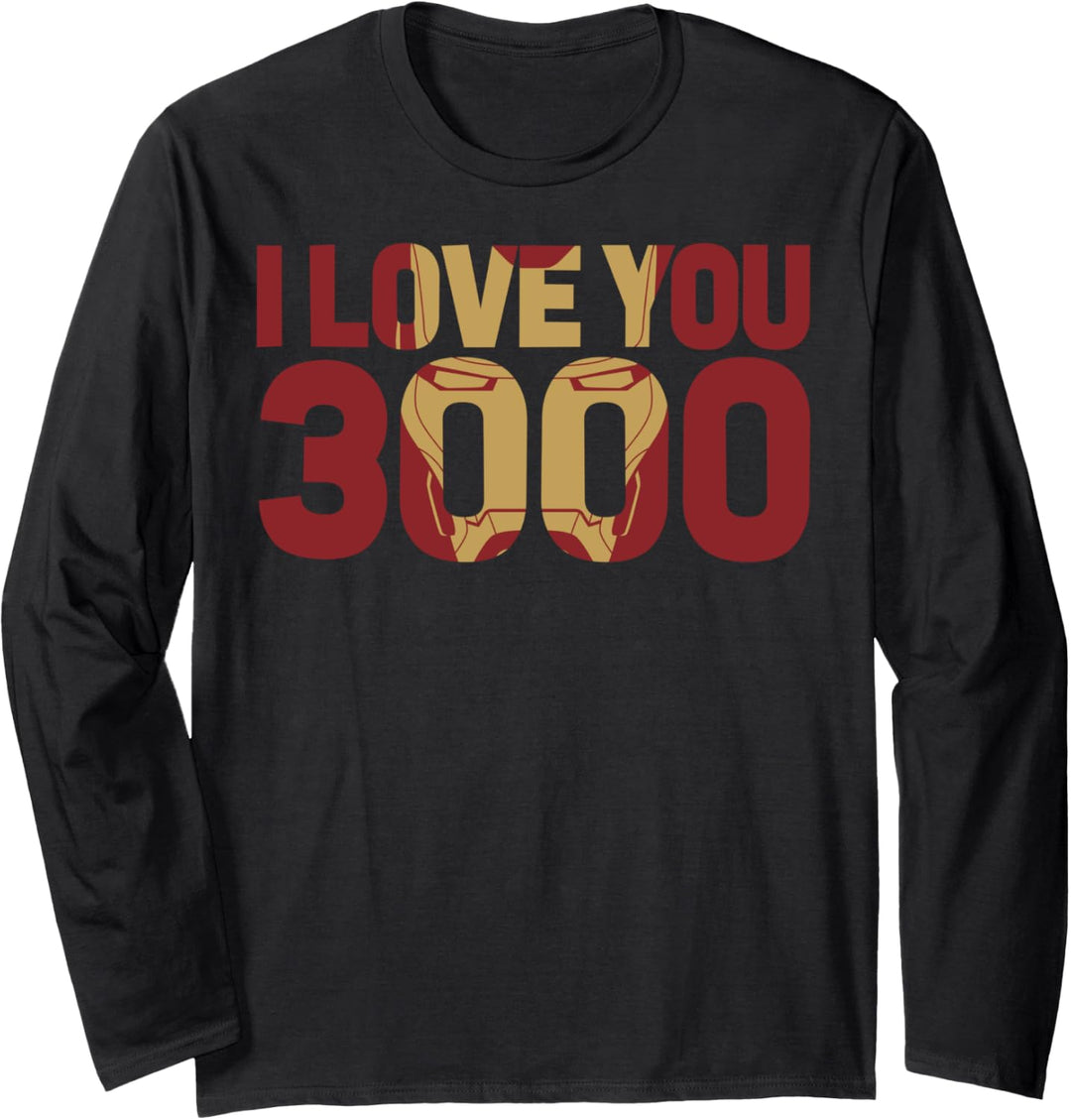 Marvel Avengers Endgame Iron Man I Love You 3000 Text Fill Langarmshirt