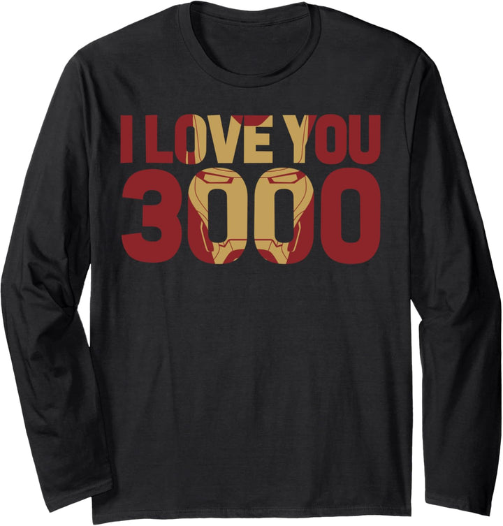 Marvel Avengers Endgame Iron Man I Love You 3000 Text Fill Langarmshirt