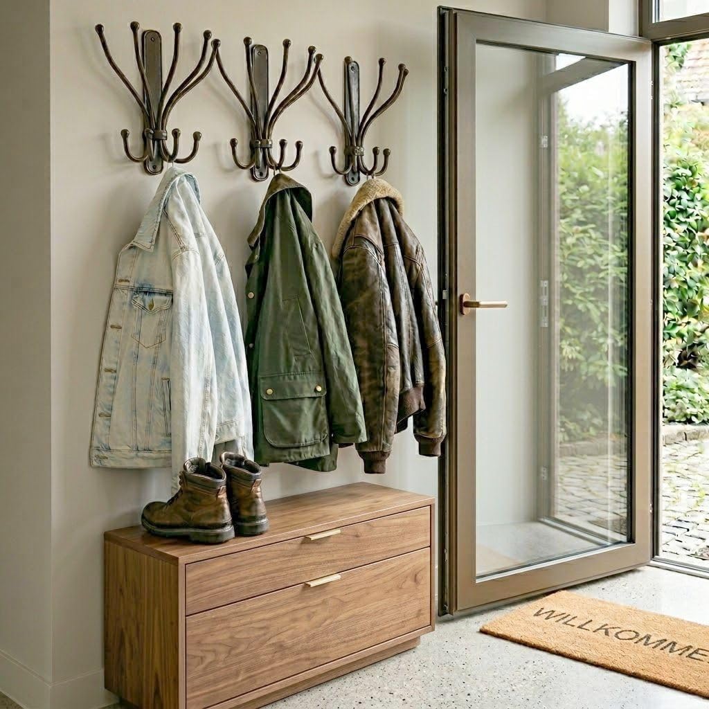 Metall Dekor Wandhaken Steve Garderobe Kleiderhaken schwarz 5 Haken Wandgarderobe