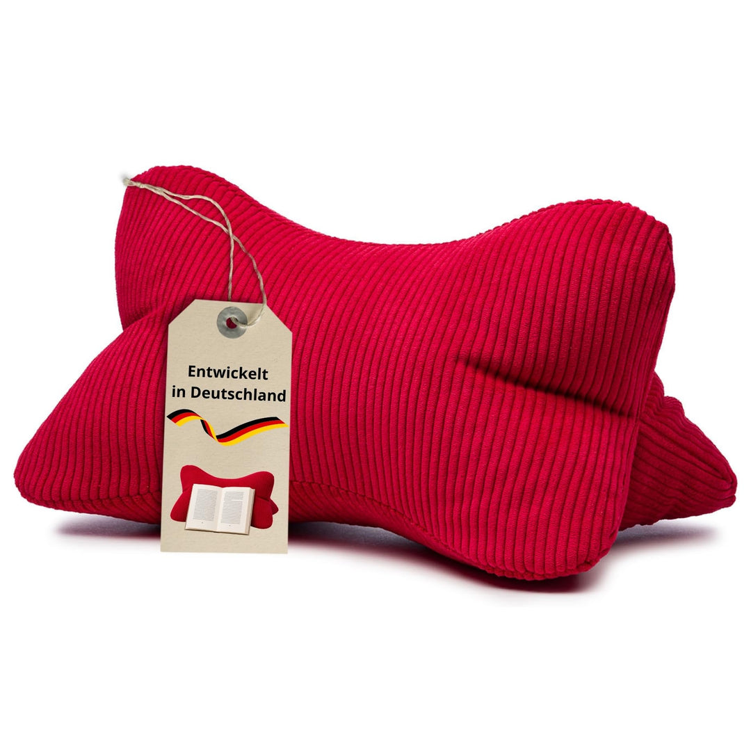 liebling Cord Lesekissen für Bett und Sofa, Bücherkissen, Lesehilfe, 40x25 cm, Leseknochen, Serie Ve
