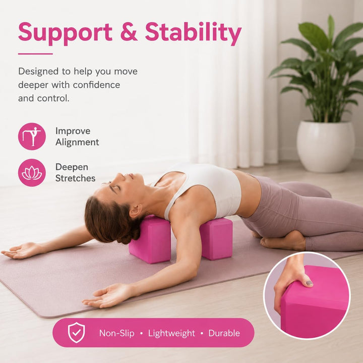 EXERZ Yoga-Blöcke, 2 Stück, Gymnastikblöcke, Übung, Workout, Fitness, Pilates, Stretch, Handstand, r