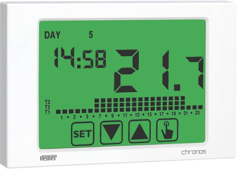 Chronothermostat zur Wandbefestigung VE453700 Chronos 230 weiss Wochenprogramm Stromversorgung 230 V