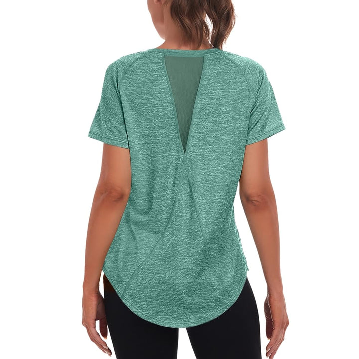 Jlowesun Sportshirt Damen Kurzarm, Leichtes Atmungsaktiv Funktions Back Mesh Sport Oberteile Damen,