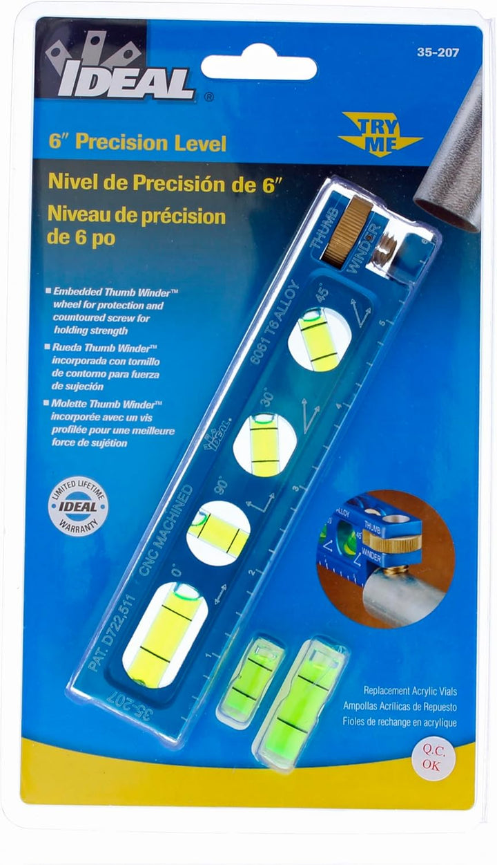 Ideal 35-207 15,2 cm Elektriker-Wasserwaage mit 4 Ampullen und magnetischer Backe