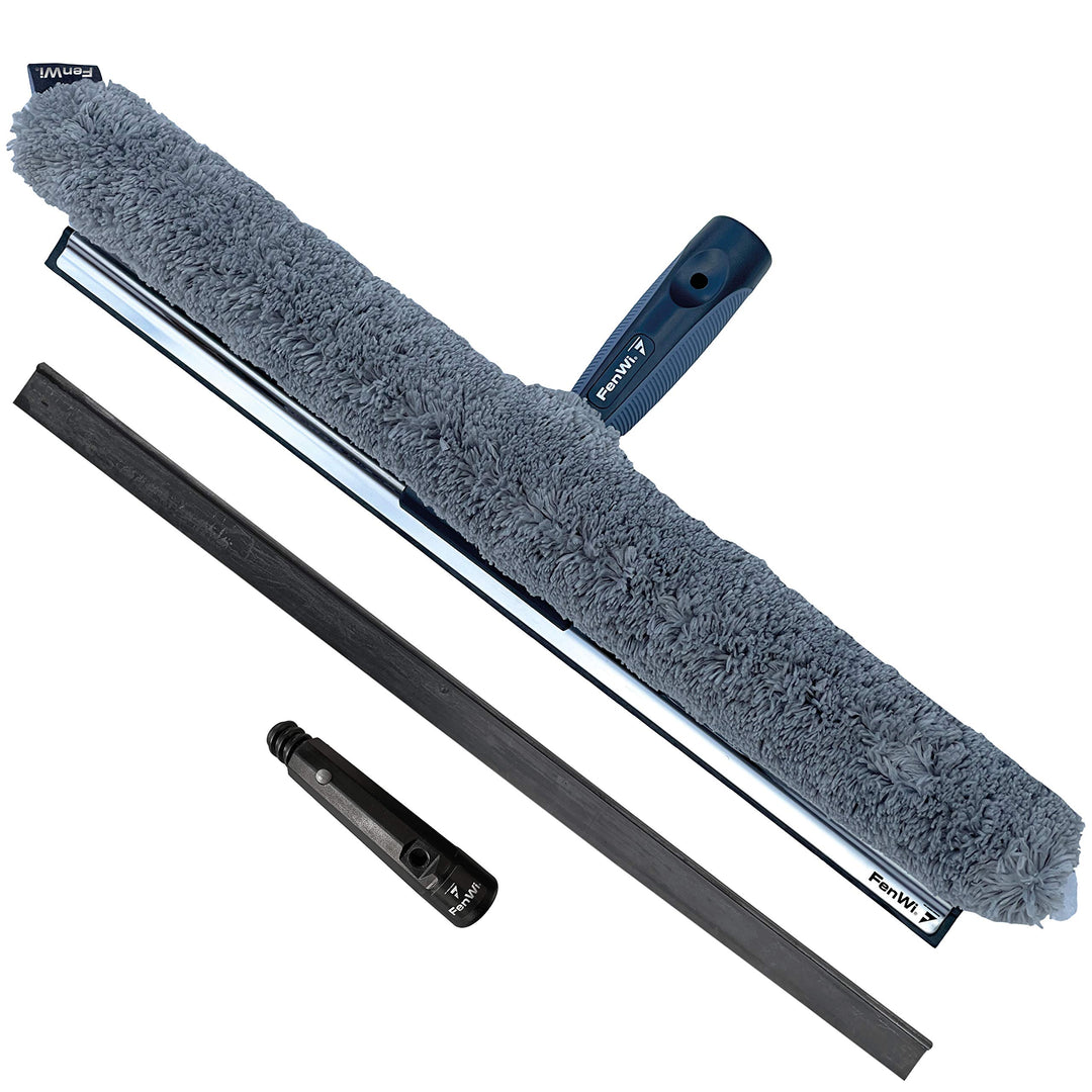 FenWi Kombi Fensterwischer 45/50cm breit für grosse Glas-Flächen mit 2in1 Fensterabzieher & Einwasch