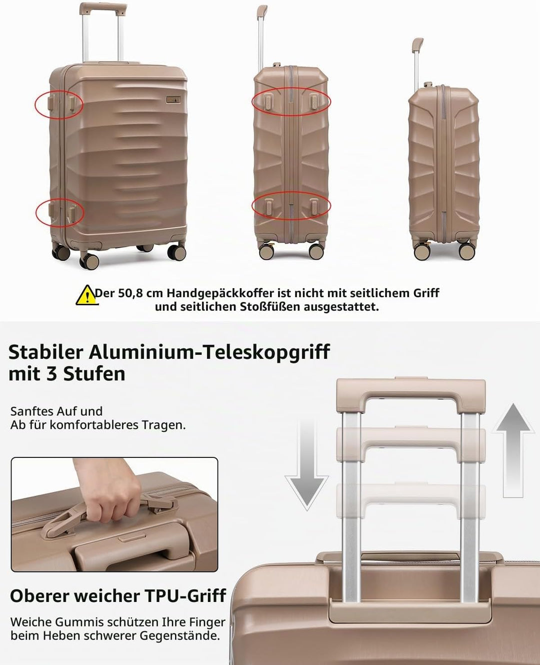 Sea choice Reisekoffer Set 5 Teilig ABS Hartschale Trolley Kofferset Gepäckset Grosse Kapazität Hand