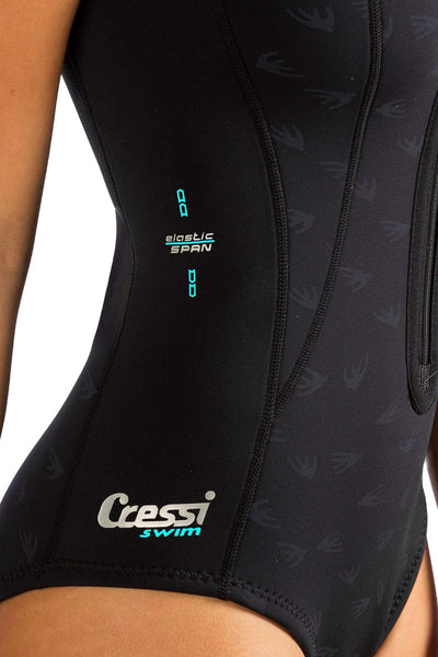 Cressi Termico Long Sleeve Lady Swimsuit Schwarz/Logo Aquamarin XL/5 Standard, Schwarz/Logo Aquamari