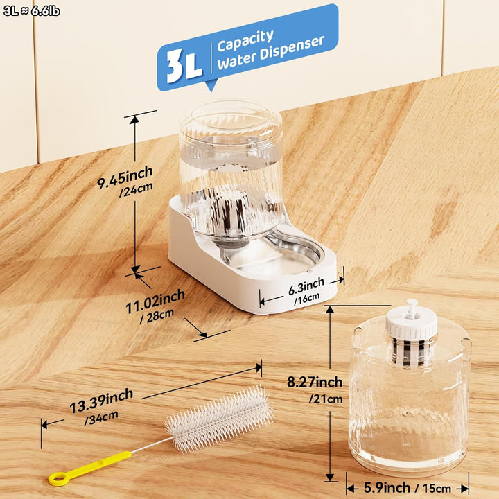 JUNSPOW Automatischer Katzen-Wasserspender mit Edelstahlnapf, Hund Wassernapf Spender Einstellbare W