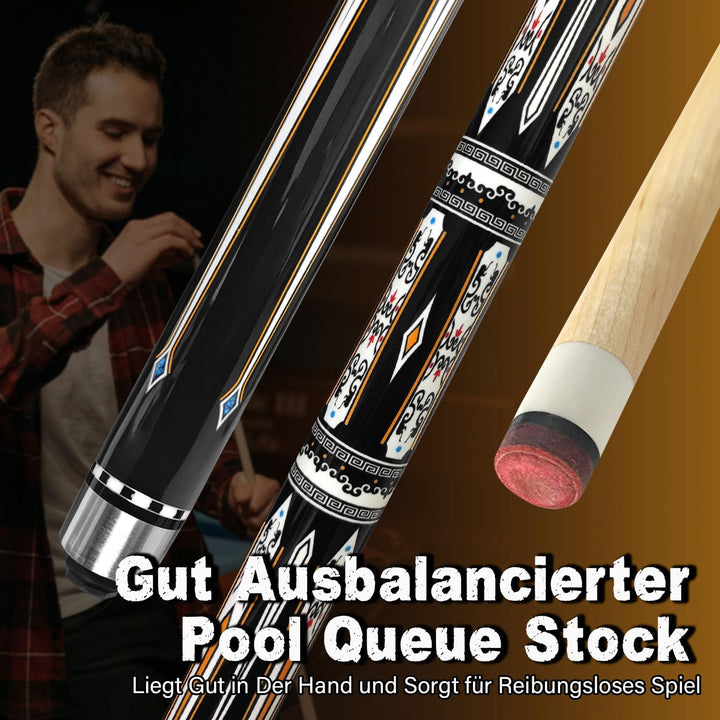 Pool Cue Stick Billard Queue,58“ Pool-Billardqueue BillardStock 12,5 mm Lederspitze Cue Sticks for P