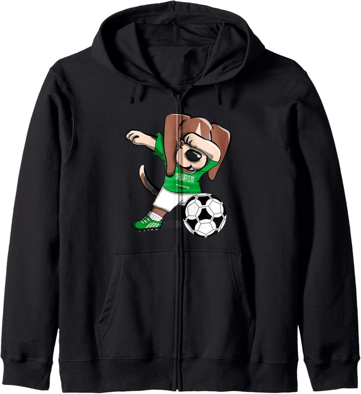Dabbing Beagle Saudi-Arabien Fussball Saudi-Arabische Flagge Kapuzenjacke