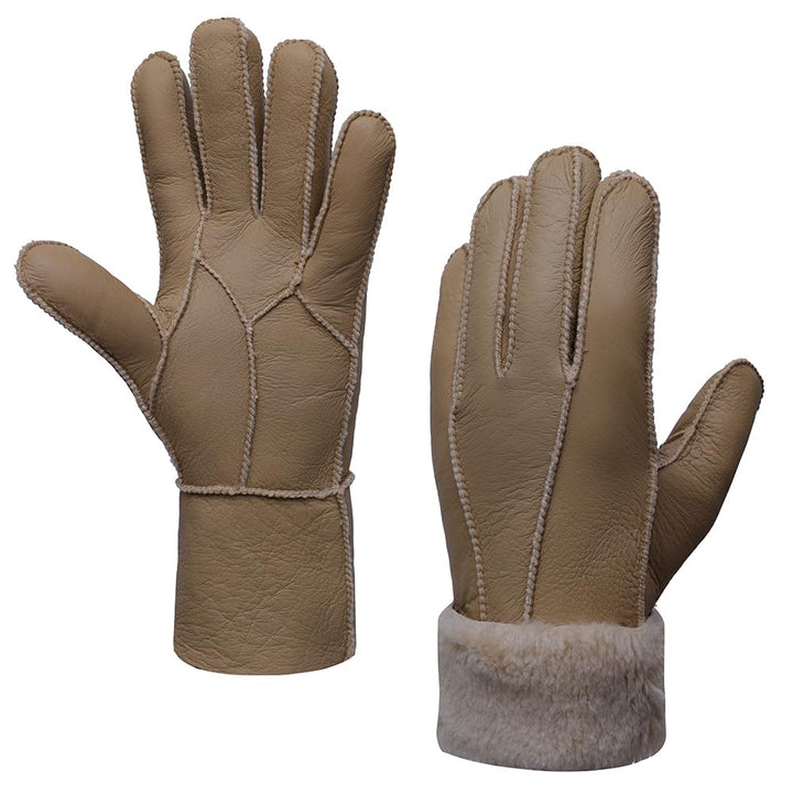 MGGMOKAY Damen Lederhandschuhe Schaffell Handschuhe aus Shearling Warme Winterhandschuhe XXL Hellbra