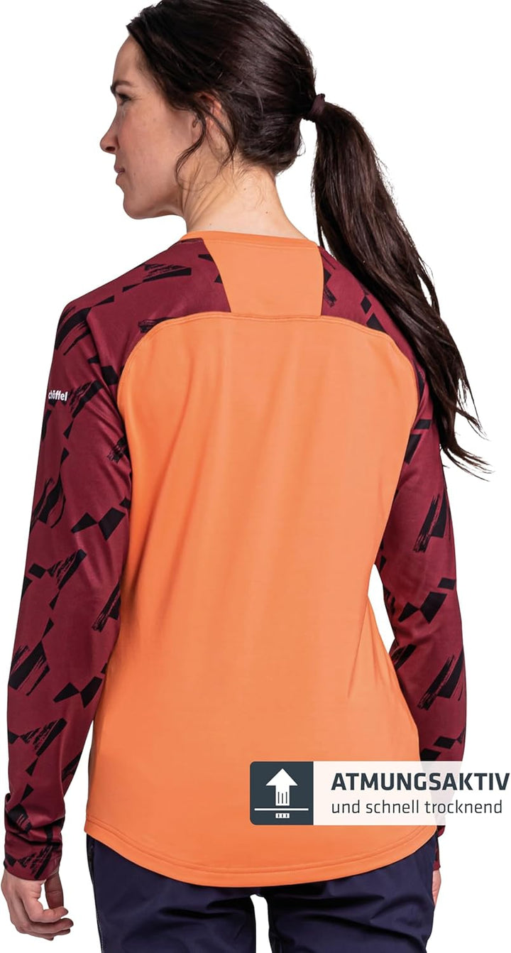 Schöffel Damen Longsleeve Lakata Trail L, atmungsaktives MTB Shirt, Fahrradtrikot mit 4-Wege Stretch