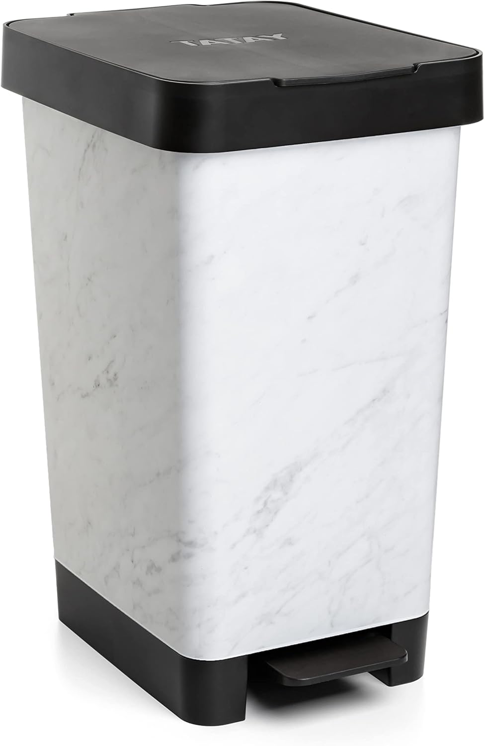 TATAY Mülleimer Küche Smart, 25L Fassungsvermögen, Einziehbares Pedal, Polypropylen, BPA-frei, 30L M