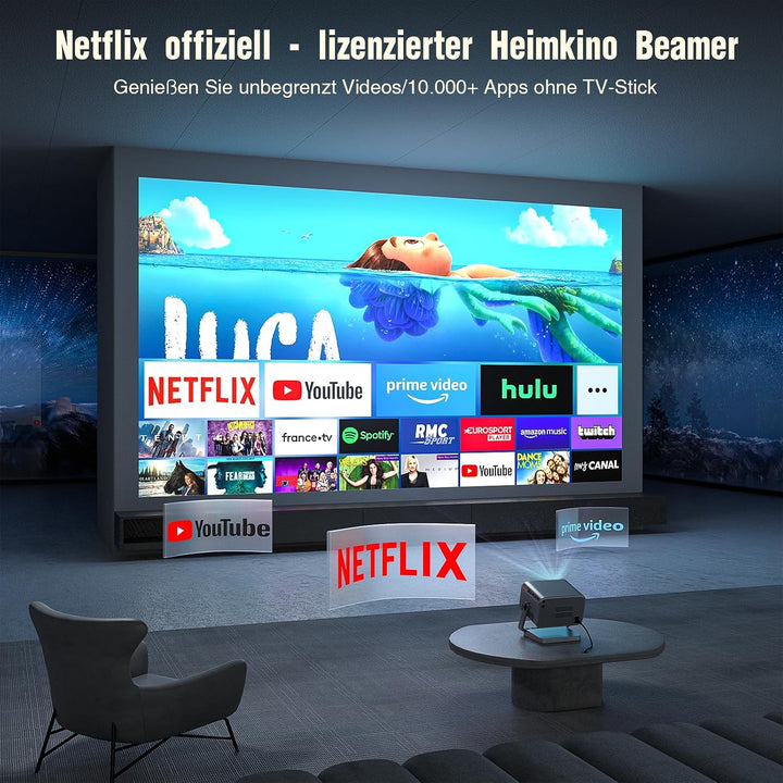 【Netflix vorinstalliert &amp; Dolby Audio】 VOPLLS Smart Beamer Autofokus/Trapezkorrektur Beamer 4K Heimk