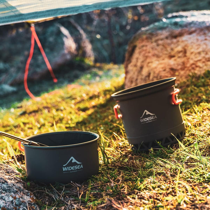 widesea Camping Kochgeschirr Outdoor Topf Pfanne Kochgeräte Wärme-Design für Wandern für 1 Person, f